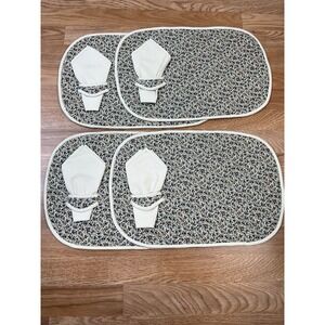 Vintage 1980s Cottagecore Placemats with Napkins Set of 4 Floral Brown NEW